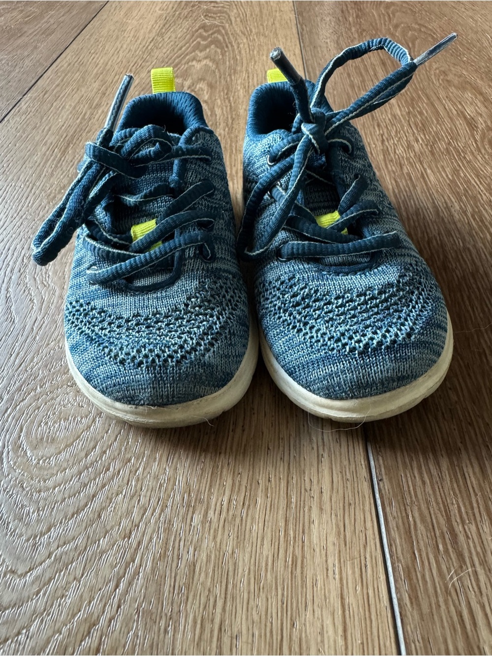 Zara Toddler Knit Athletic Sneakers in Teal with Yellow Accent